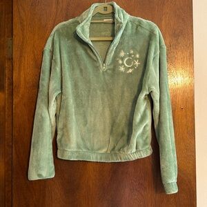 Super soft green celestial fleece quarter zip